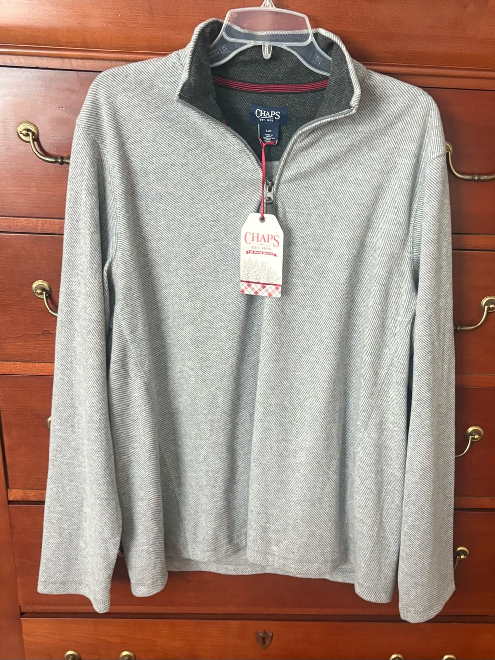 Chaps Gray Pullover Sweater Knit 1/4 Zip NEW